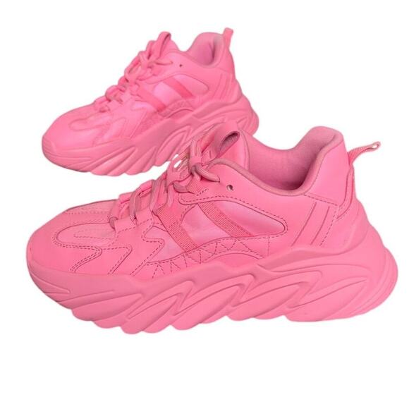 Madden Girl Shoes - Madden Girl Womens Wave Faux Leather Pink Casual  Chunky Sneakers Shoes Sz 6